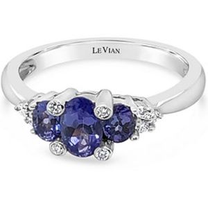 LeVian ring size 6 three stone tanzanite